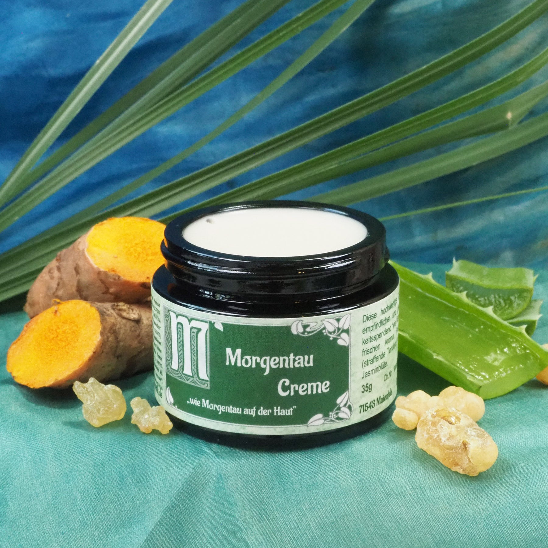 Geöffneter 35ml Morgentau Creme Tiegel.