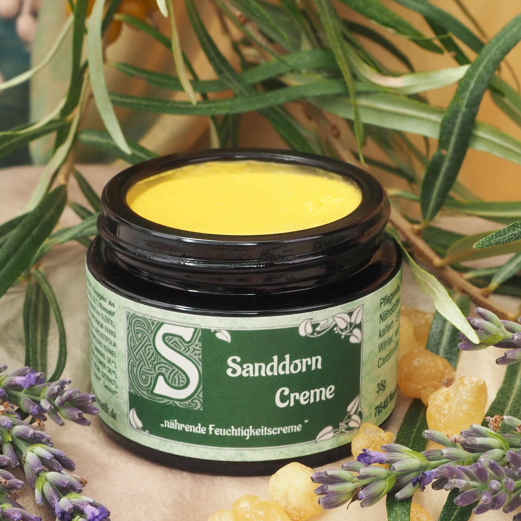 Geöffneter 35ml Sanddorn Creme Tiegel